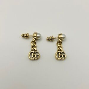 Gucci GG Logo Drop Chain Earrings